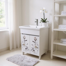 Пластиковая тумба с рисунком Магнолия White 60 см