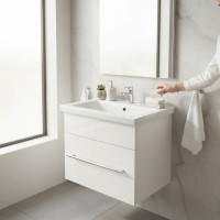 Mikola-M Подвесная тумба Plastic 2.0 White с  керамическим умывальником CERSANIT Como 50см
